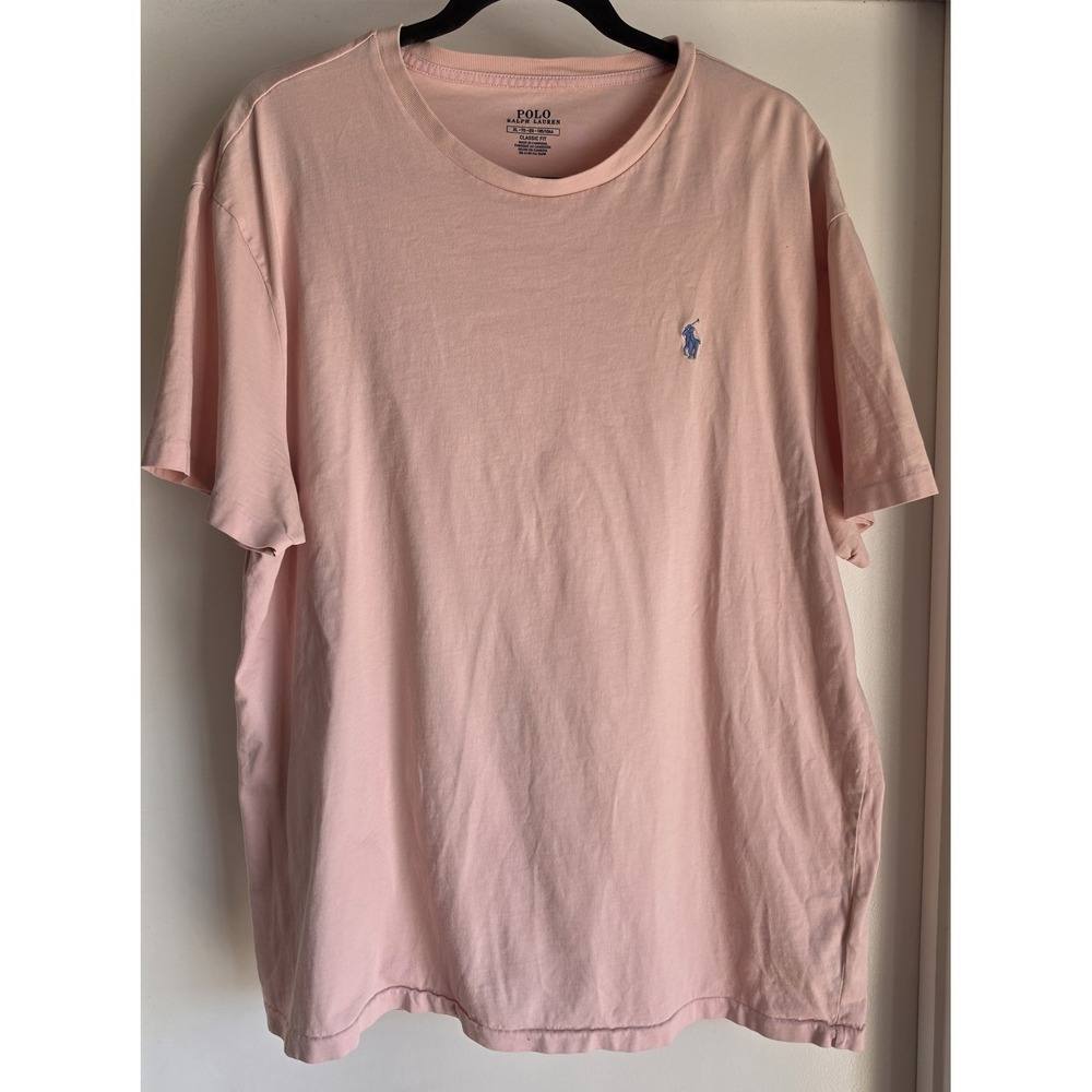 Polo Ralph Lauren T-Shirt XL Pink Solid Crew Neck Cotton Casual Classic Tee
